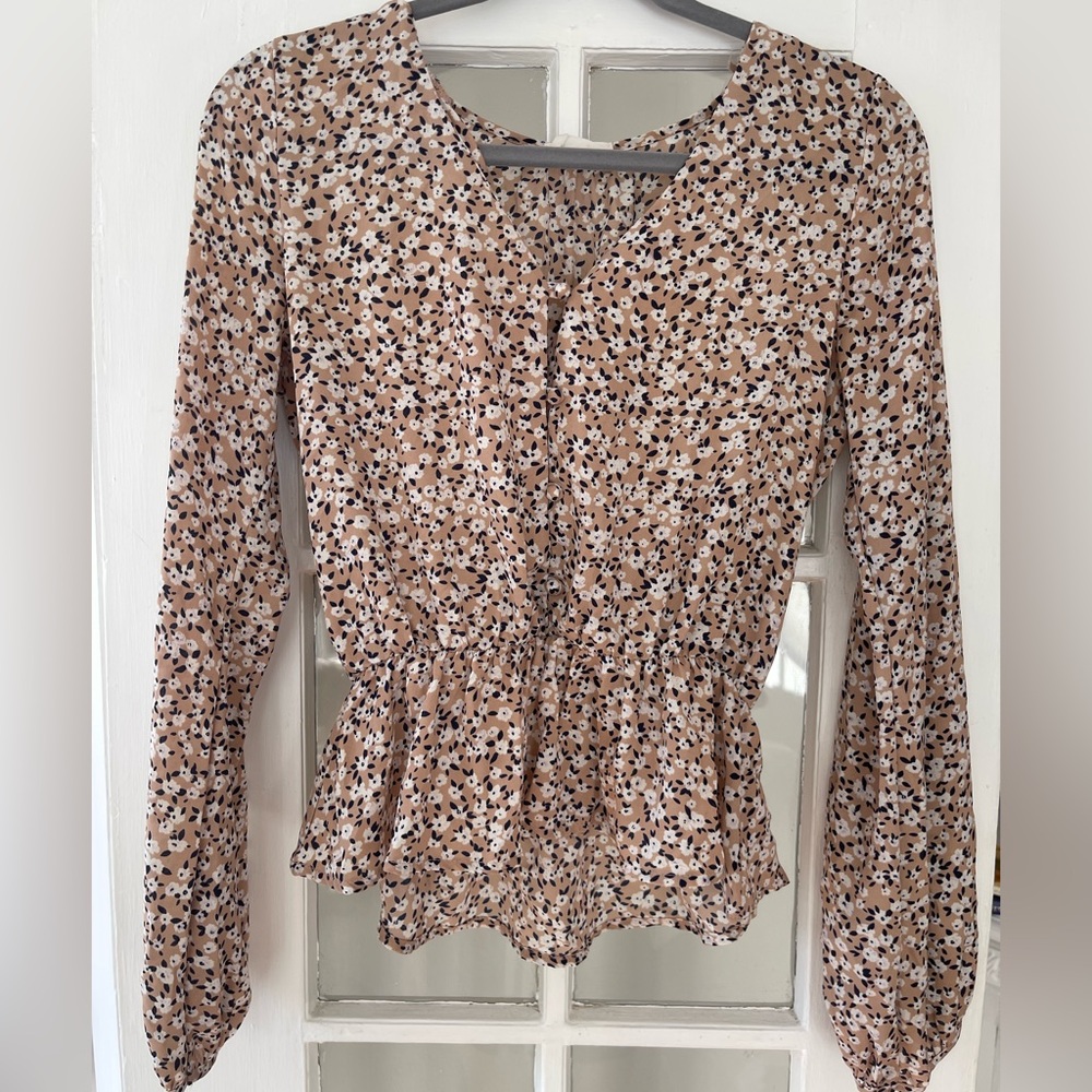 Women's Floral Print Peplum Button Top